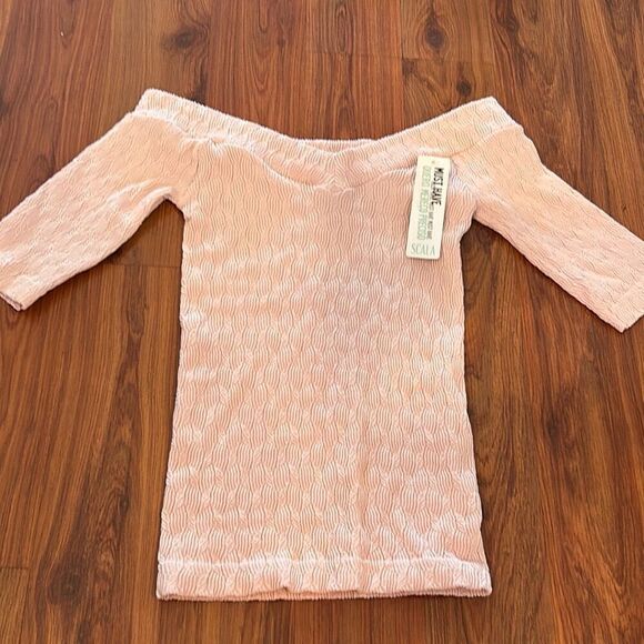 NWT Scala blush pink off the shoulder three-quarter sleeve stretch top one size - Picture 1 of 5